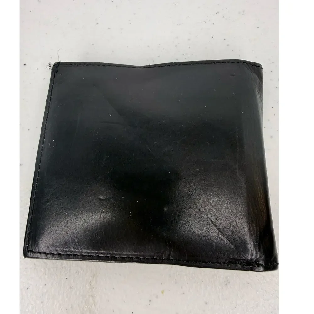 Mens Black Genuine Leather Bifold Wallet Passcase ID Window Card Slots